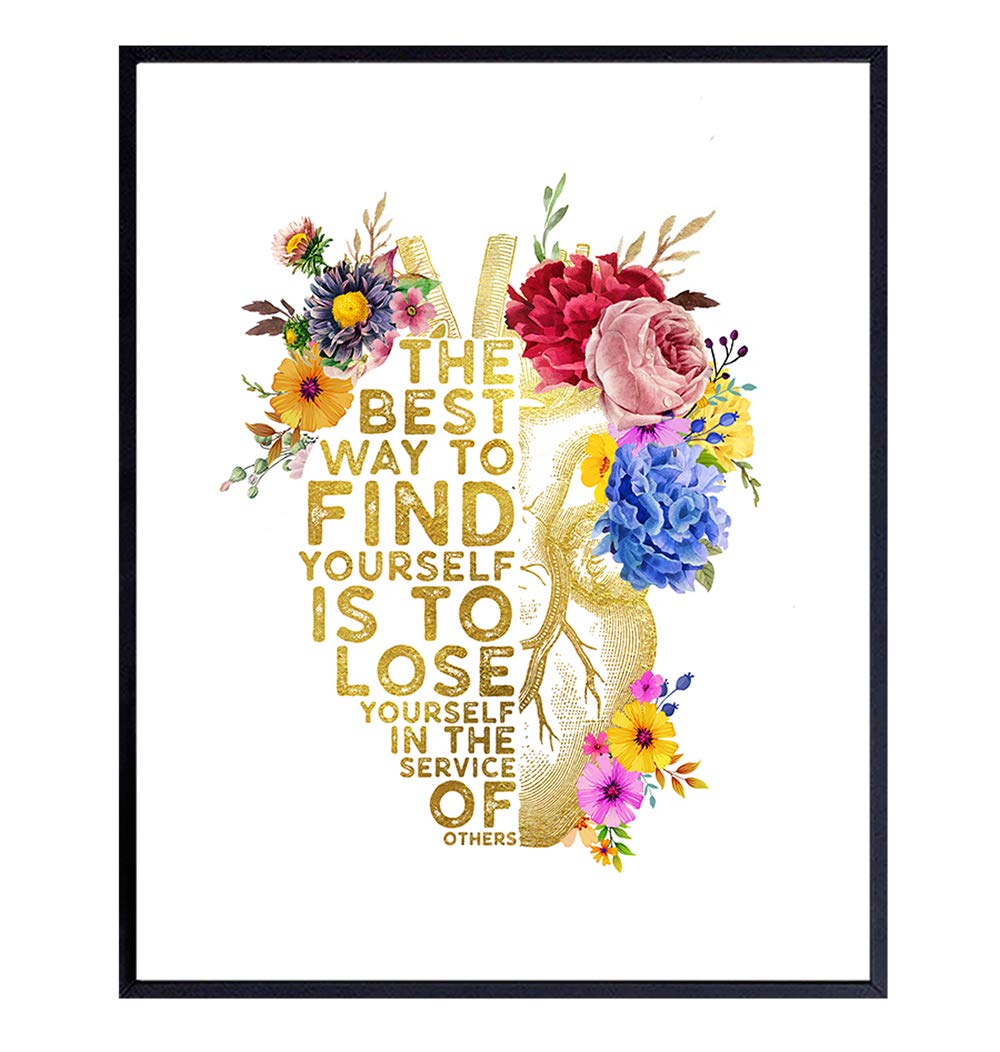 Inspirational Quote - Appreciation, Graduation Gift for Nurse Practitioner, Teacher, RN, Physician Assistant, EMT, Doctor - Heart Anatomy Wall Art - Floral Decor, Medical Office Print - 8x10 Unframed