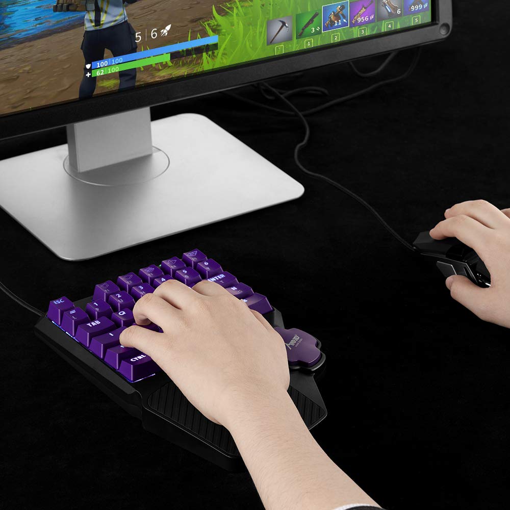 One Handed Gaming Keyboard, MAD GIGA Mechanical Red Switch Gaming Keypad Half Keyboard with Programmable Macro for Game PUBG/CS GO/Rainbow 6/LOL/Dota2