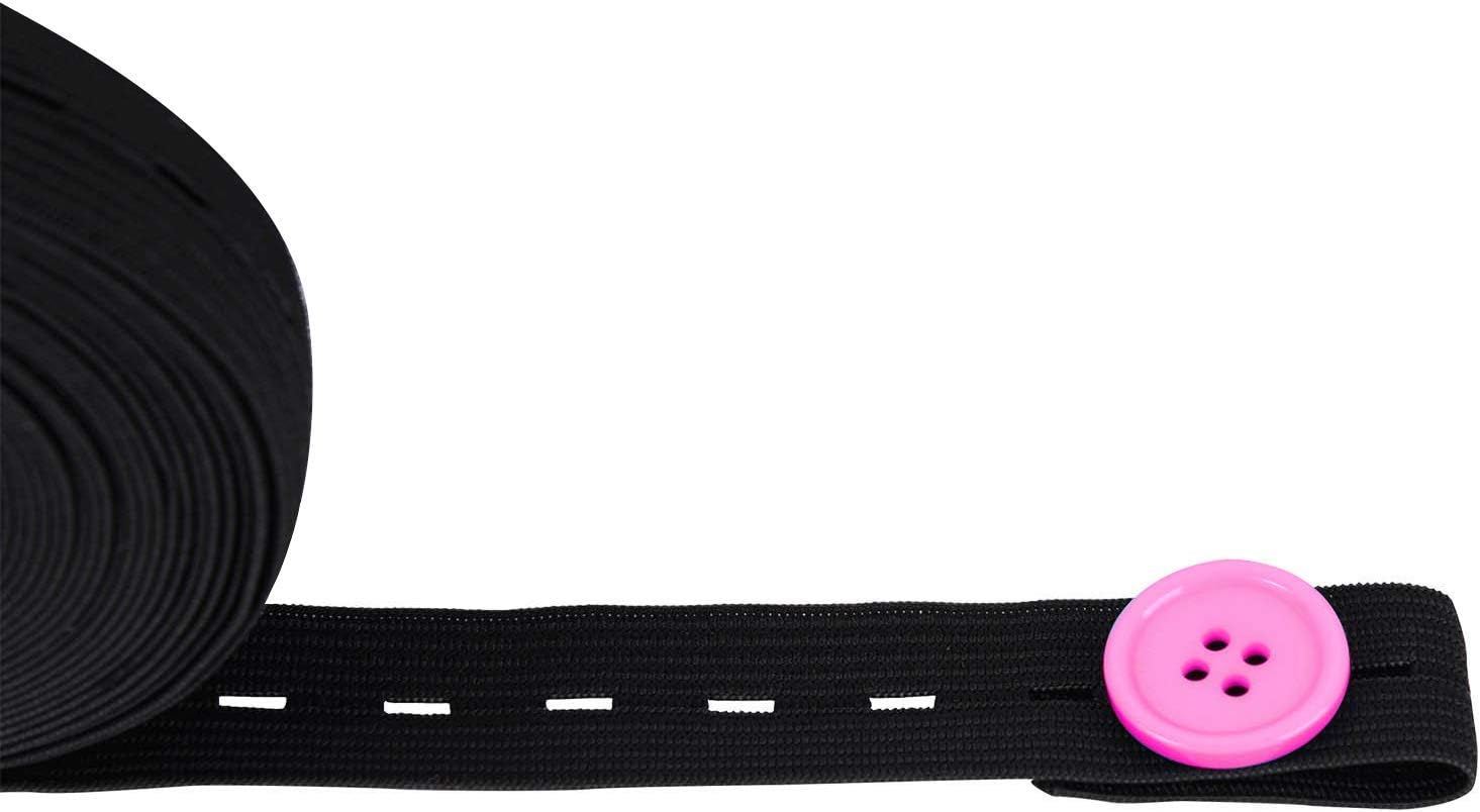 WedDecor 20mm Flat Elastic Band with Button Hole for Sewing Adjustable Waistbands to Children's Trousers or Maternity Wear - Image 5