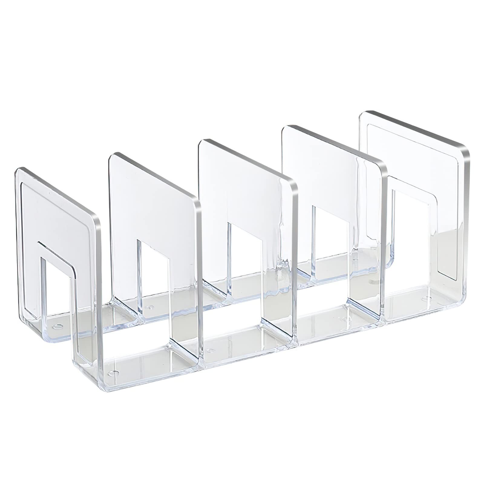 Photo 1 of SAYEEC Acrylic File Sorter, Clear File Holder Acrylic Desk Organizer, Sturdy Desktop Files Organizer Files Folder Holder Rack for Envelopes Mail Letter Paper Notebook Electronics (4 Sections, 1 Pack)