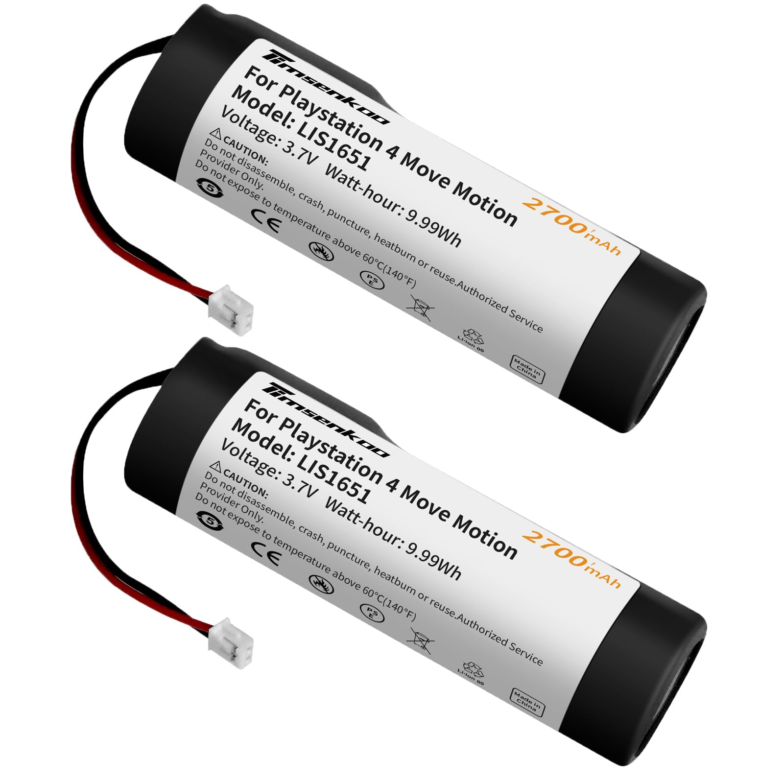 Timsenkoo 2 Pack Upgraded 2700mAh LIS1651 LIS1654 Battery Replacement for Sony PlayStation 4 PS4 Move Motion Controller Battery
