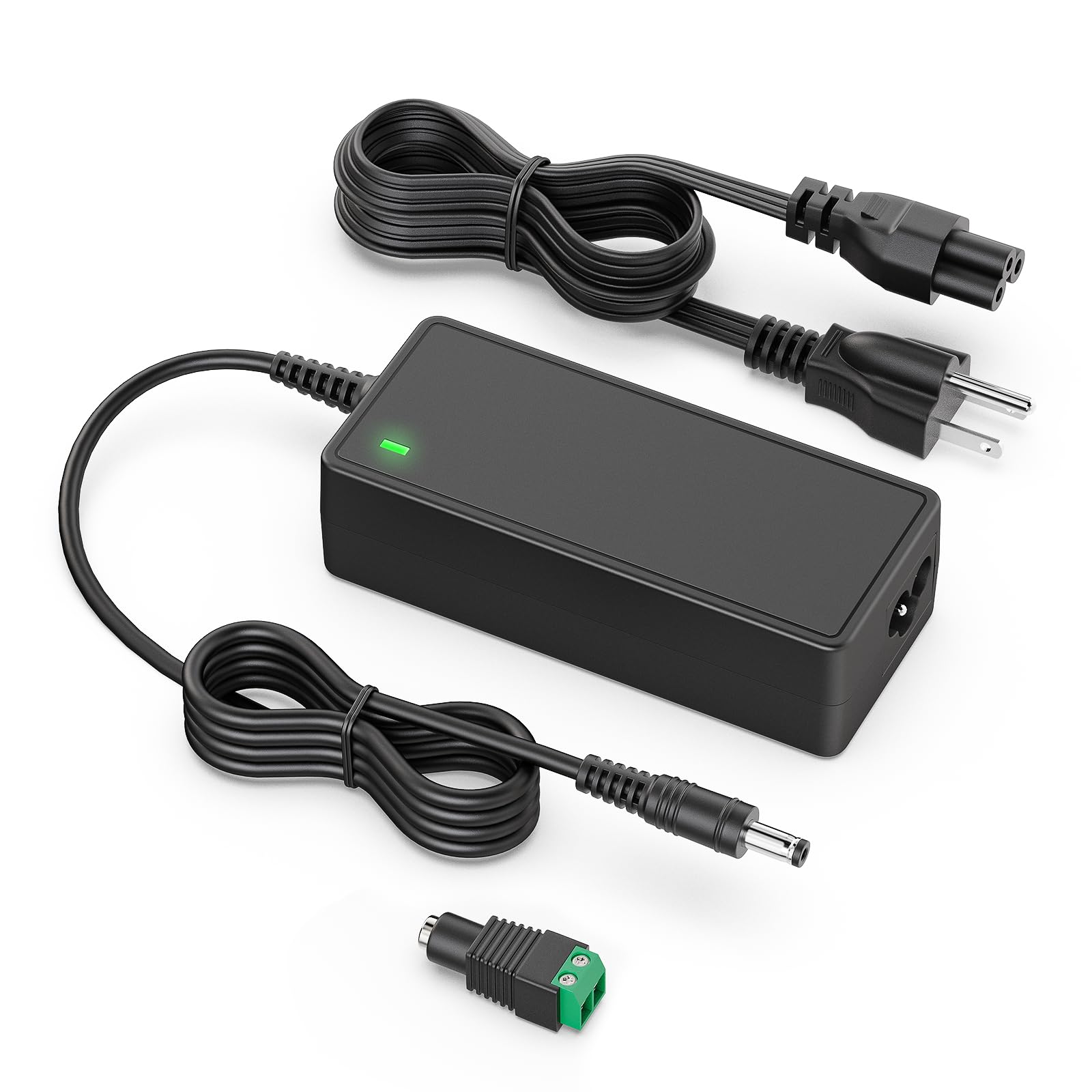 Photo 1 of 24Volt 2.5Amp 60W Power Supply AC 100-240V Adapter for LED Strip Light, Wireless Router, ADSL Cats, HUB, Switches, Security Cameras, Audio/Video 24V 2.5A 50-60Hz Power Cord with 5.5 x 2.1mm 2.5mm