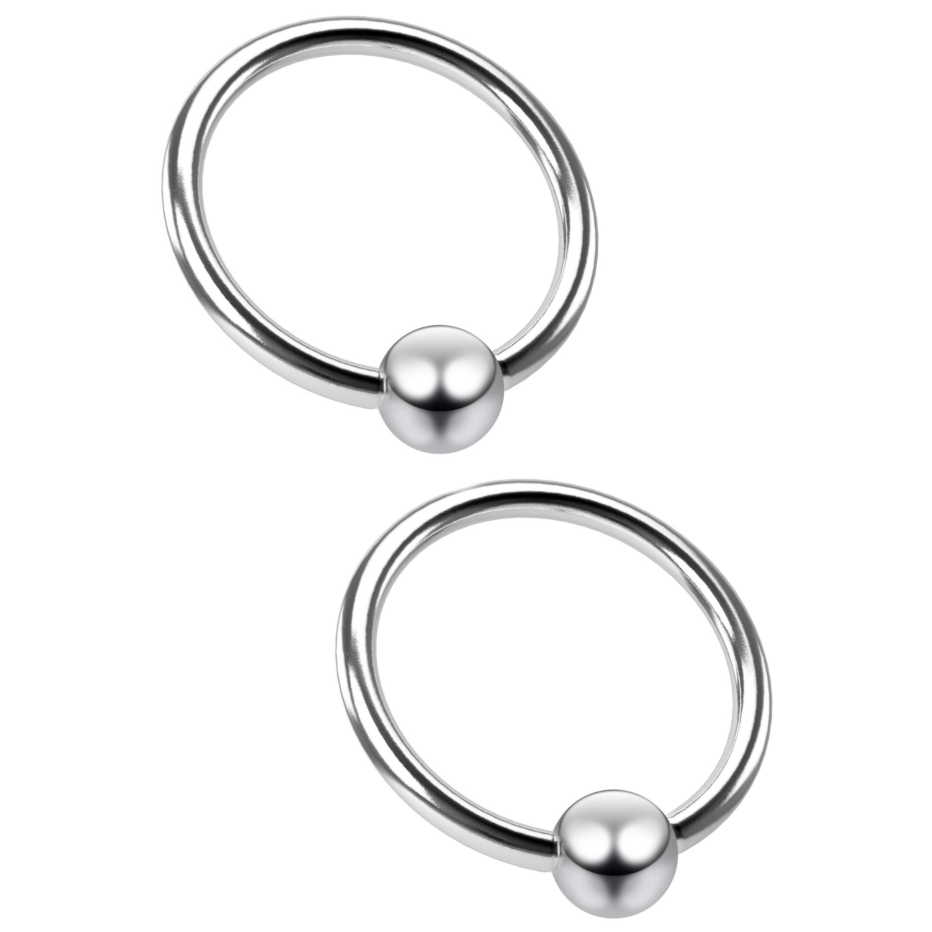 2pc 18 Gauge Captive Bead Ring Surgical Stainless Steel Hypoallergenic Septum Bar Earrings 8mm