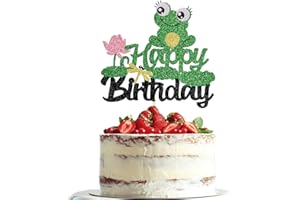 Dxsdgetue green flash Happy Birthday Cake topper frog Cake Topper frog Theme Birthday Party Cake Decoration Kids Birthday Party Decorations