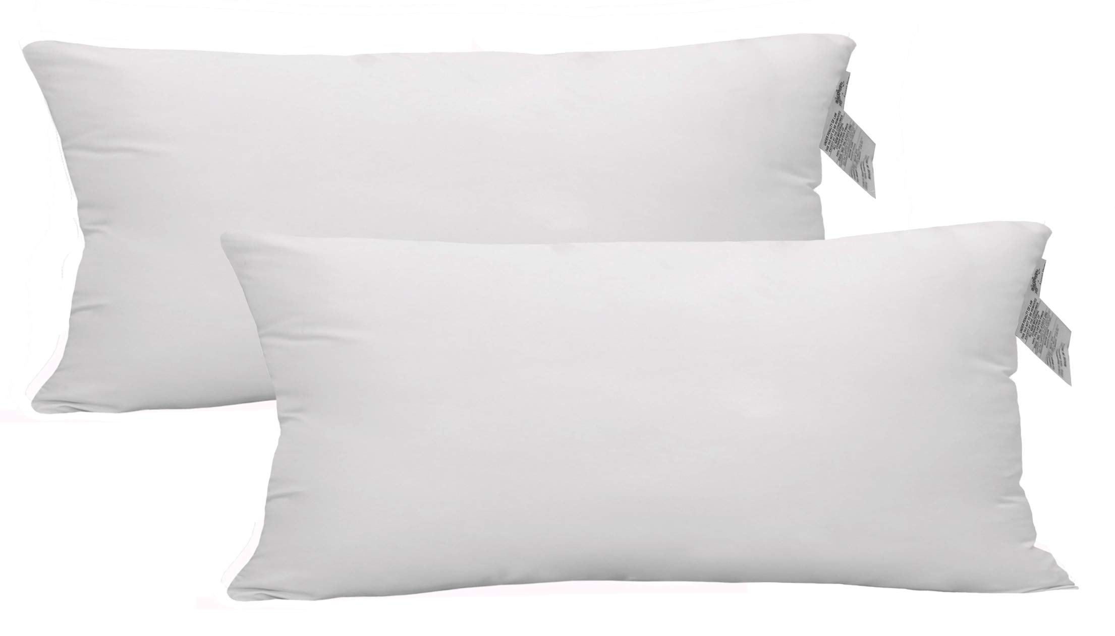 ACCENTHOME Cushion Inner Pads (Pack of 2) 12" x 20" Throw Pillow Inserts | Hypoallergenic Square Cushion Fillers - Hollowfiber Pillow Sham Stuffer (30 x 50 cm, White)