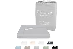 BC BELLA COTERIE Bella Coterie Luxury Bamboo Viscose King Size Fitted Sheet | 100% Organically Grown | Ultra Soft | Cooling for Hot Sleepers | 18" Deep Pocket [Grey Mist]