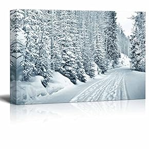 Canvas Prints Wall Art - Ski and Foot Prints Trought The Snowy Forest in Vail, Colorado - 12" x 18"