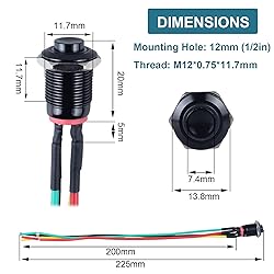 DMWD 5pcs 12mm Metal Momentary Push Button Switch