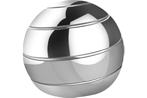 MEHRLIEBEN Kinetic Desk Toys Finger Toys Metal Spinner Ball Office Gyroscope Spinning Metal Ball with Optical Illusion Anti-Stress Transfer Gyro Stress Relief Toy Silver, 45mm