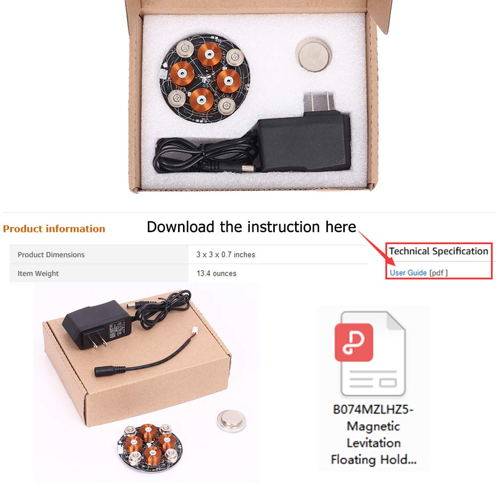 IS Icstation Electronic Maglev Levitron Magnetic Levitation Kit Display Suspension Stand Floating Holder Up to 220g for DIY Decoration Collection Show