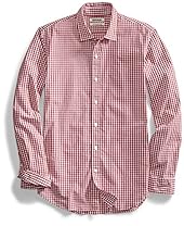 Goodthreads Men's Slim-Fit Long-Sleeve Summertime Gingham Shirt, Red/White, Medium