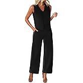 KIRUNDO Womens Two Piece Outfits Summer Fashion Button V Neck Crop Vest Blazer and Wide Leg Pants Suit Matching Sets