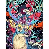 EuTengHao 5D DIY Diamond Painting Twinkle Magic Square Full Drill Diamond Painting Crystal Diamond Embroidery Painting for Living Room Wall Decoration Picture by Xmas Reindeer Deer (30x40CM/12x16inch)