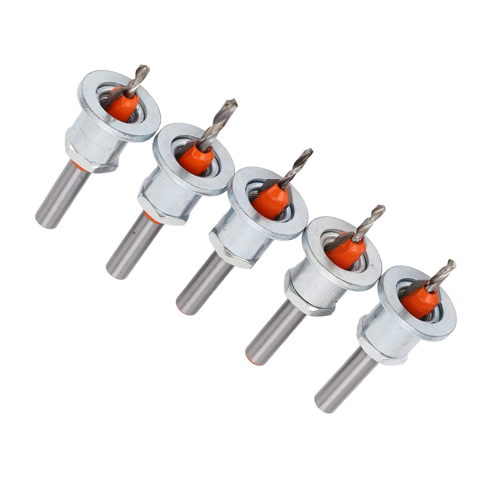 Countersink Drill Bit Set, Adjustable Depth Stop Alloy Steel Excellent Cutting Capability Prevents Clogging Multiple Uses 5 Piece Set