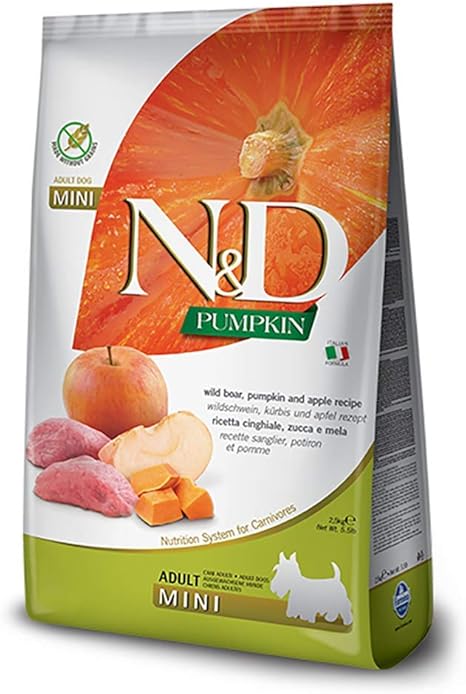 Amazon Com Farmina Natural Delicious Grain Free Pumpkin Boar Apple Adult Dog Mini 5 5 Lb Pet Supplies