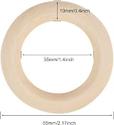 DDSHUN 20 Pcs Unfinished Wooden Rings 55mm Natural Round Craft Connectors view 2
