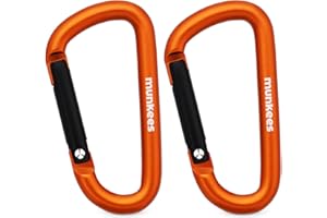 munkees Small Carabiner Clip Keychain 2 Pack, Mini Caribeener 2 inch to 3" for Keys Aluminum Alloy Biner Lightweights for Bottle Buckle, Backpack Hook