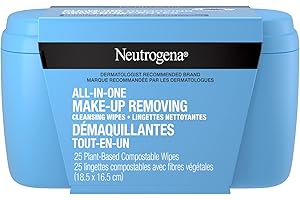 Neutrogena All-in-One Makeup Removing Cleansing Wipes - Face Cleanser - Eye Makeup Remover - Biodegradable - 25 Facial Wipes