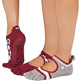 Toesox Women's Bellarina Full Toe Grip Socks - Multi Pack Non-Slip Pilates Yoga Barre Socks