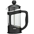 Classic Continental 350ml Black Cafetière – Premium Manual 3 Cup French Press Coffee Maker with Toughened Shockproof Glass Pot and Plunger Filter for Ground Beans Espresso Tea