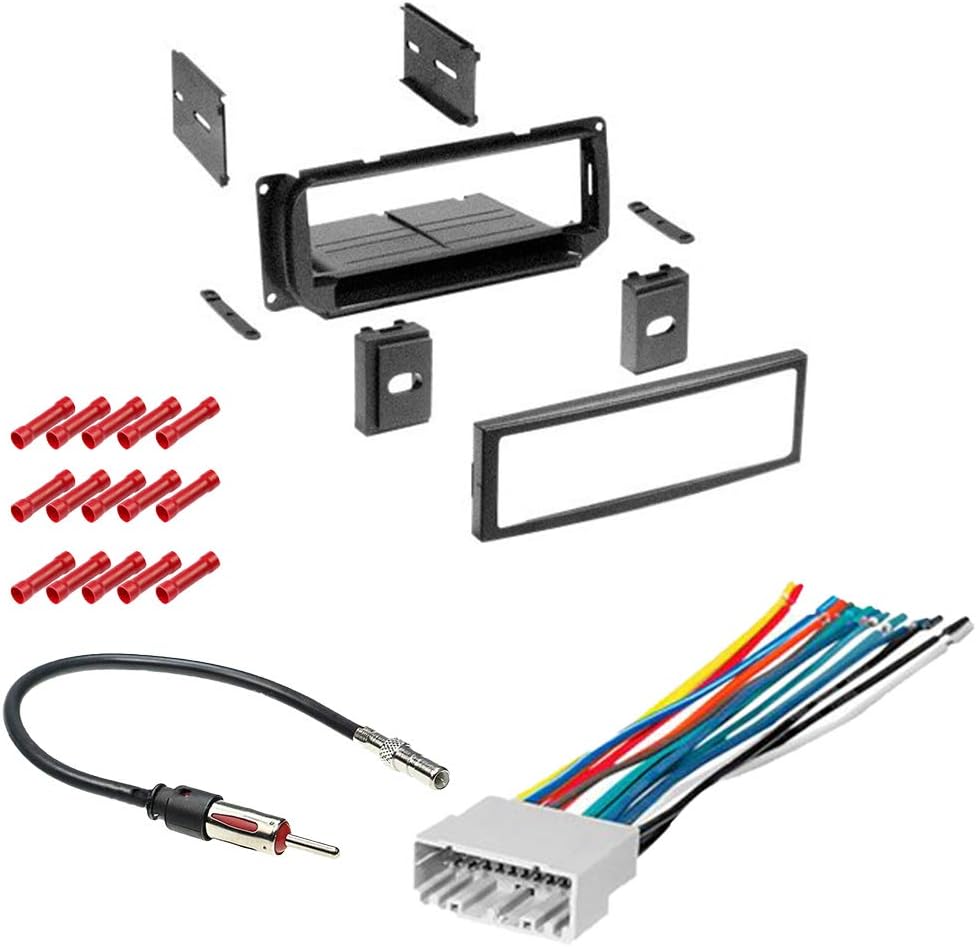 CACHÉ KIT751 Bundle with Car Stereo Installation Kit for 2001 – 2003 Dodge Durango – in Dash Mounting Kit (with Pocket), Harness, Antenna for Single Din Radio Receiver (4 Item)