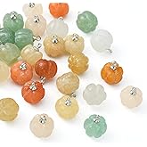 Ipotkitt 30 Pcs Natural Stone Charms Mixed Gemstone Pumpkin Shape Chakra Charms Jewelry DIY Making Accessory for Earring Bracelet Necklace