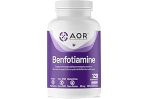 AOR Benfotiamine Vitamin B1 80mg 120 Caps 120-Day Supply - Vitamin B Complex Supplement - Vegan, Non-GMO, Gluten-Free - Easy-