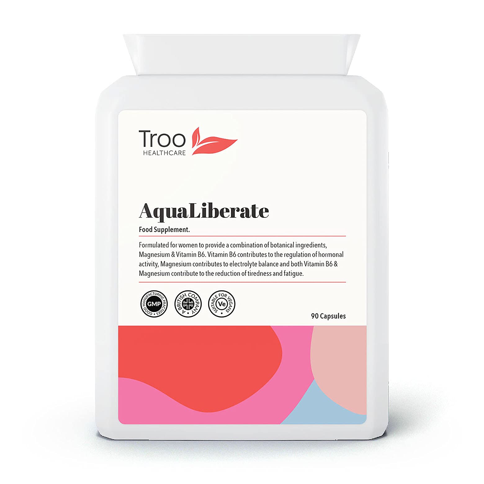 Troo Health Care Troo AQUALiberate 90 Capsules - Electrolyte and Hormonal Balance Supplement for Women - Botanical Blend with Magnesium and Vitamin B6 - UK Manufactured to GMP Standard