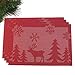 Presence Home Christmas Holiday Placemats - Set of 4 - Washable and Stain Resistant (4, Holiday Red)