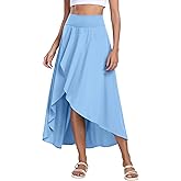IUGA High Waist Maxi Skirt with Slit Ruffle Wrap Skirt Trendy Flowy Skirts for Women Long Skirts with Shorts Underneath