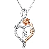 KoyeKei Birthday Gifts Necklace for Women 925 Sterling Silver Rose Flower Heart Infinity Pendant Jewelry Birthday Gift for Daughter Granddaughter