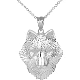 Claddagh Gold Fine 925 Sterling Silver Tribal Wolf Head Charm Pendant Necklace