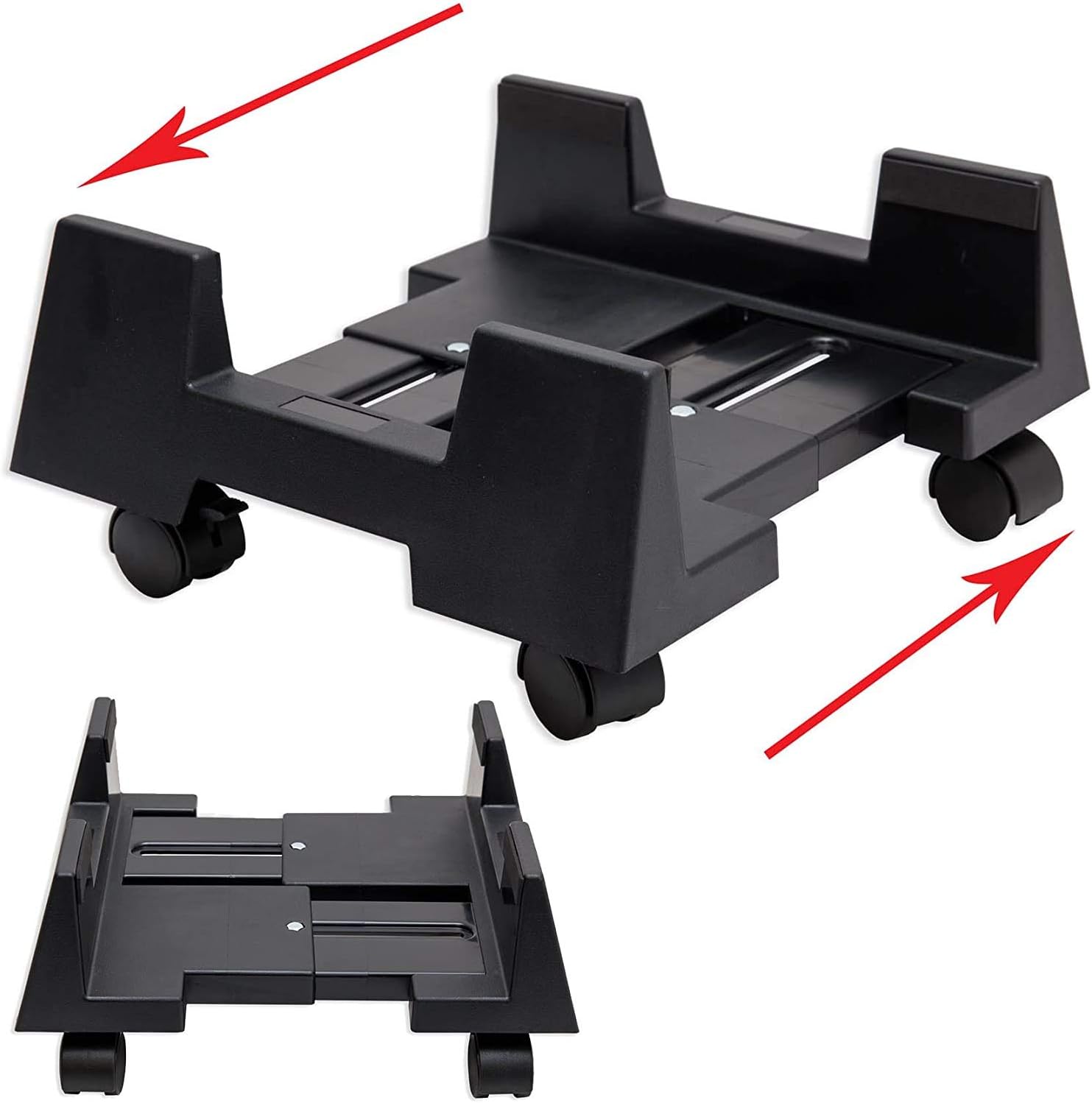 CPU Stand Mobile Desktop Tower Computer Floor Stand Rolling Caster Wheels Adjustable Width Universal PC Computer Holder Cart with 4 Caster Wheels (Black-B) : Office Products