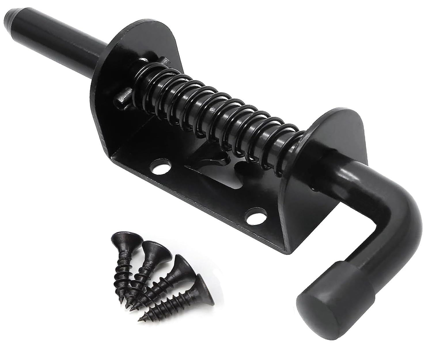 Litensh 5 Inch Spring Loaded Latch Pin, 304 Stainless Steel Sliding Barrel Bolt Door Lock for Barn Garage Shed Cabinet Trailer Hardware Latch Black 128MM