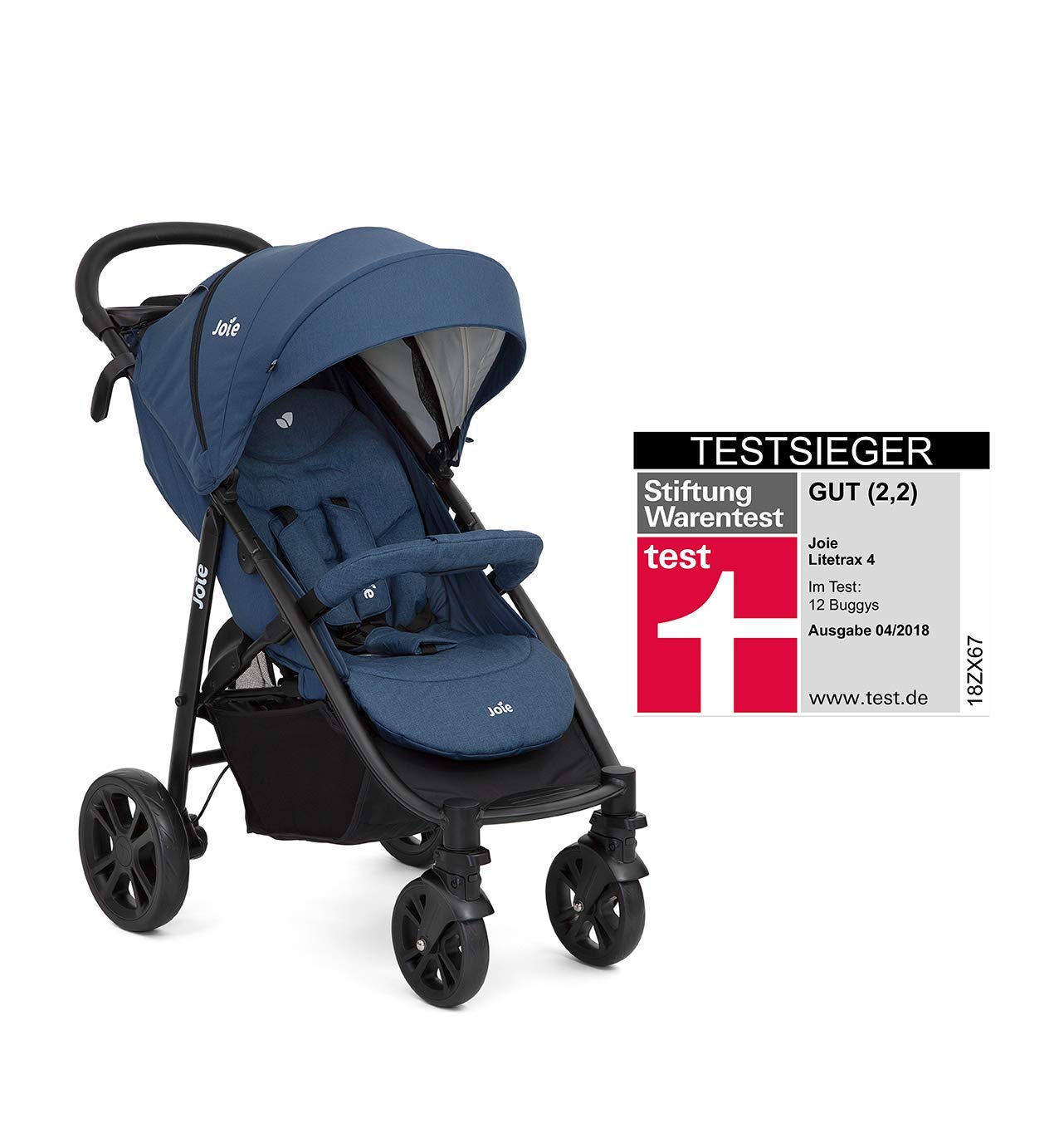 Set Joie Buggy Litetrax 4 Sportwagen, Buggy & Windel Kinderhaus Blaubär | Leichter Kinderbuggy mit Insektenschutz, Regenverdeck und Federung | Liegebuggy kompakt klappbar, Design:Deep Sea