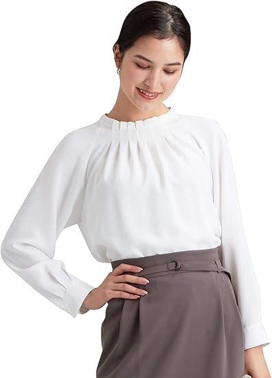 Amazon ユナイテッドアローズ グリーンレーベル リラクシング D スタンド ギャザー ブラウス 0300 Off White 03 Free シャツ ブラウス 通販