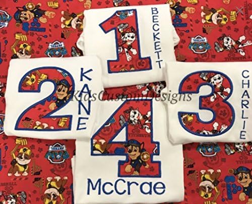 Embroidered Paw Patrol Birthday Shirt Chase Rubbel Marshall