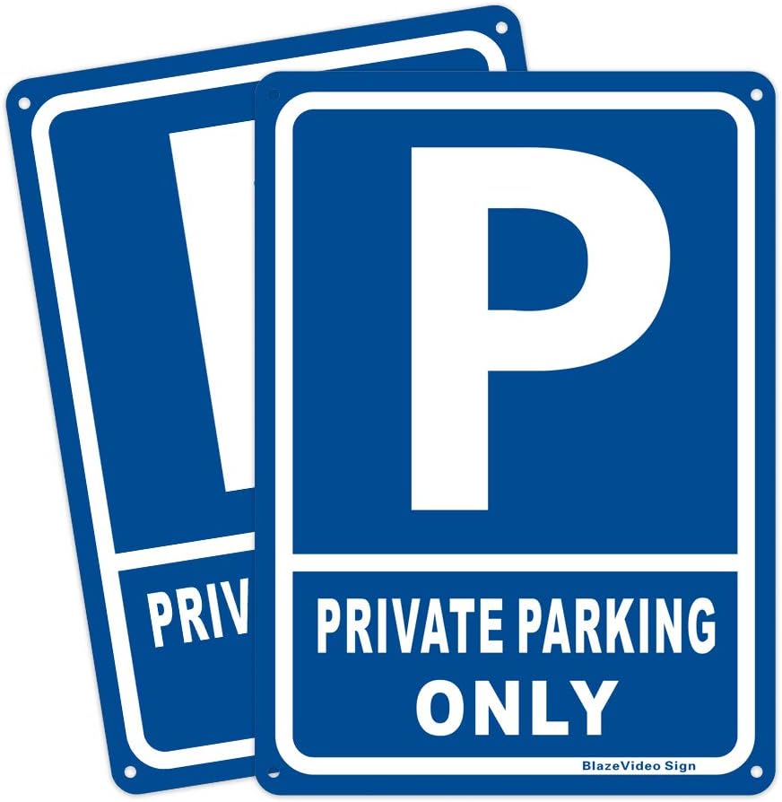 Prohibited and Warning Signs Aluminum Sign (Blue-private parking ...