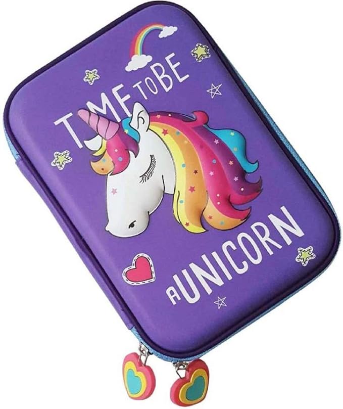 VIHAAN Unicorn Hard Top EVA Embossed Pencil Pouch (Purple) Amazon.in