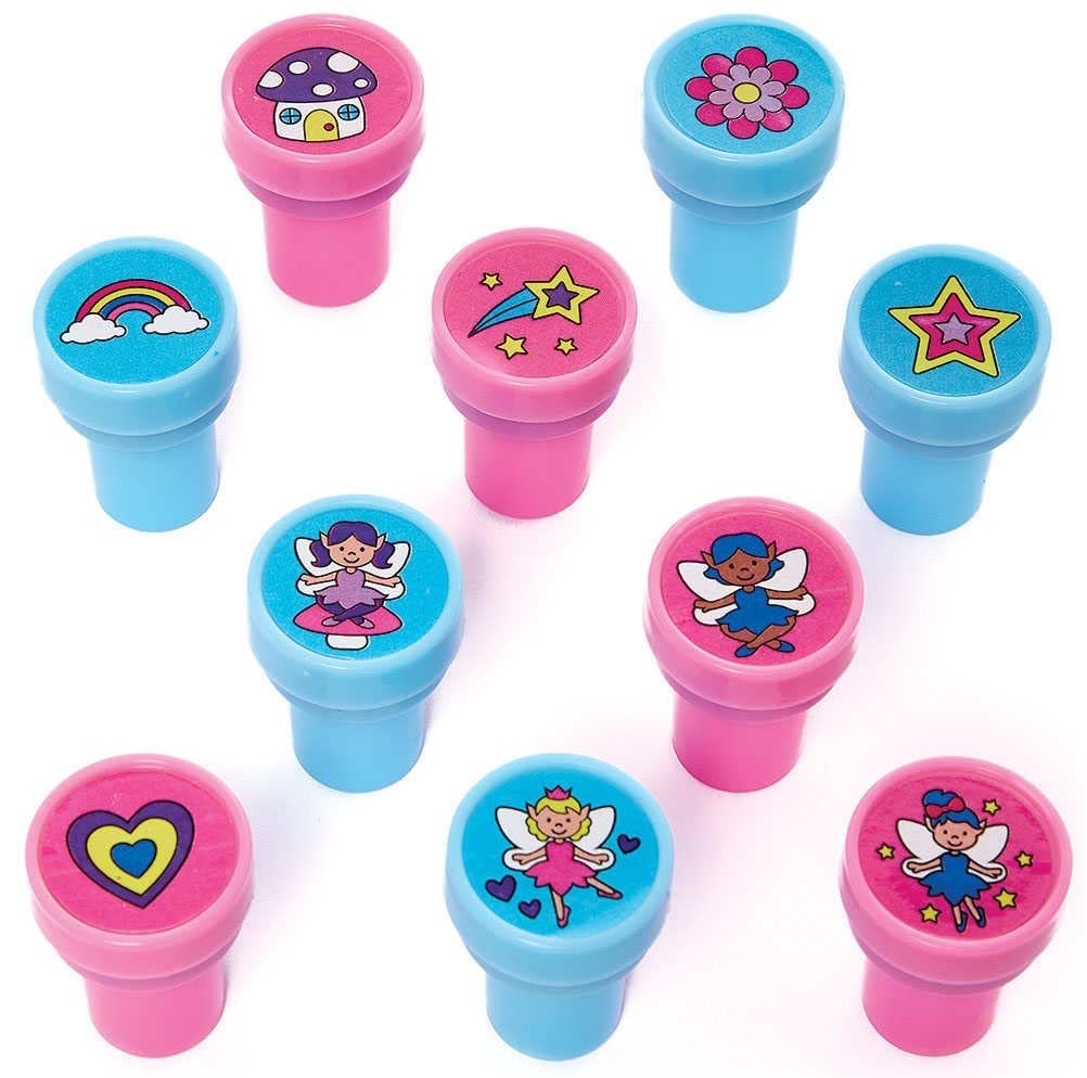 Baker Ross FC692 Fairy Self-Inking Stampers - Pack of 10, Stamps for Kids, Party Bag Fillers for Kids, Teacher Supplies