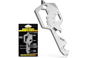 Key Shaped Pocket MultiTool 20-in1 Multi Tool, Stainless Steel Keychain Utility Gadget,Gift for Men, Women, Father,Groomsmen,