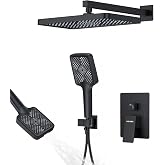13" Rainfall Shower System with Handheld Sprayer &amp; Mixer Valve | Complete Bathroom Set Features Large Rain Head, 3-Function Handheld, Brass Valve &amp; Modern Faucet Trim for Spa Experience