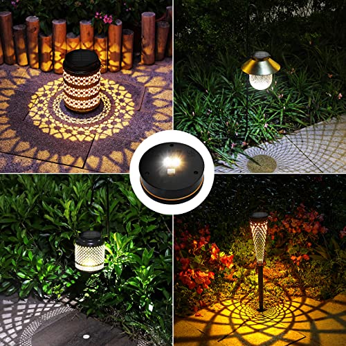 GEARLITE Solar Lamps Replacement Top 8 cm, Garden Solar Lights Replacement Parts with 2 LEDs (Warm/White) 800 mAh Solar Battery Box with Highly Efficient Solar Panels for Solar Lamps Lantern Lid Garden Pack of 2