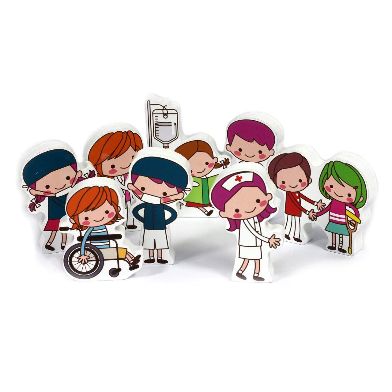 Talking Turtle 8-Piece Wooden Doctors & Nurses Figures - Small World Hospital Playsets - Inspire Imagination & Creative Playtime - Non-Toxic & Safe for Kids