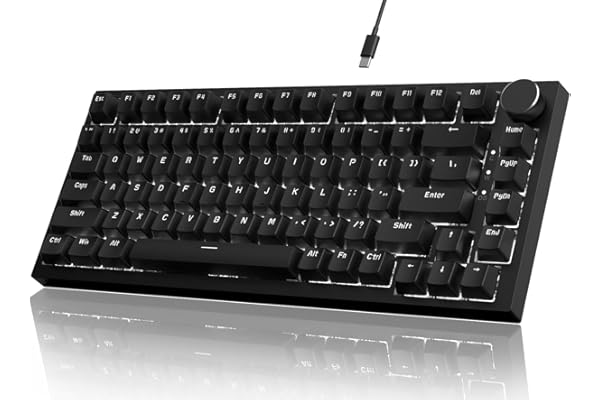 ATTACK SHARK x AJAZZ AK820 Teclado mecânico para jogos com fio 75% com botão CNC,ANSI,junta,5 espumas de absorção de som,interruptor vermelho hot-swap,retroiluminação branca,para PC MAC(Preto)