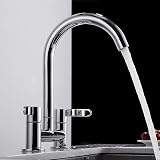Keyohome Kitchen Sink Mixer Taps 2 Hole 360° Swivel Chrome UK Fittings view 7