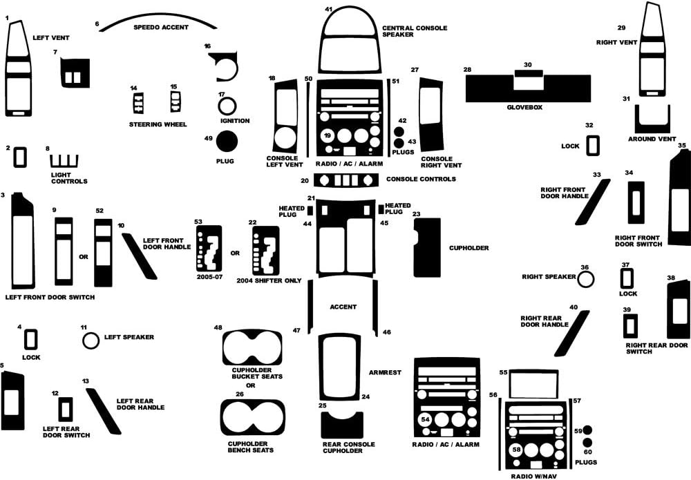 Rvinyl Rdash Dash Kit Decal Trim for Nissan Titan 2004-2007 - Carbon Fiber 3D (Silver)