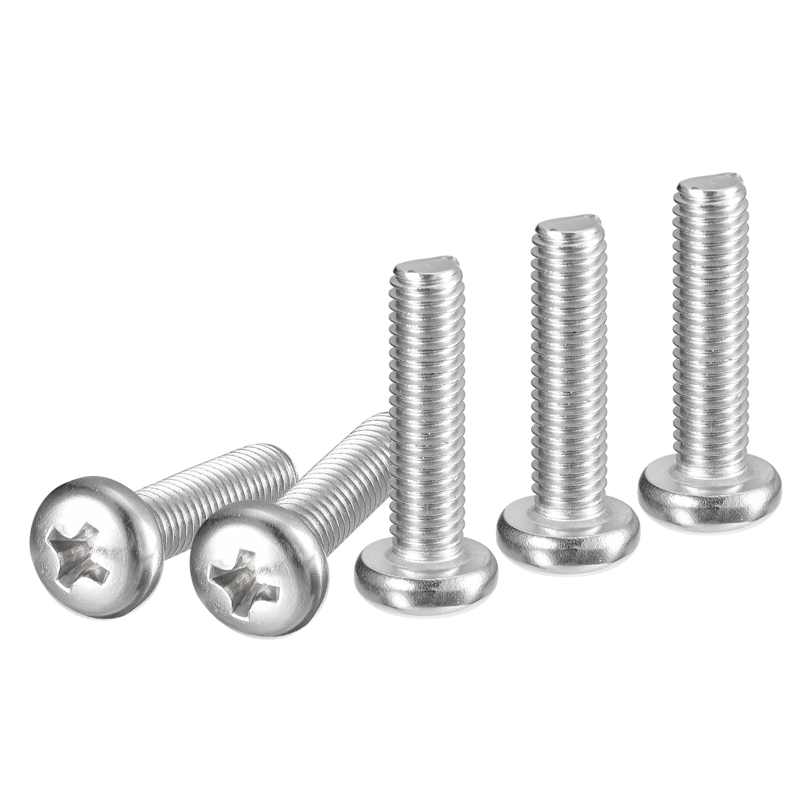 DTGN M5x20mm Pan Head Machine Screws, 100Pcs 304 Stainless Steel, Phillips Drive, Metric Coarse Full Thread, Bright Finish, Screws Bolts Kit — image 1