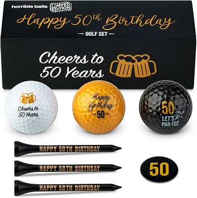 HORRIBLE BALLS 50th Birthday Golf Gift Set Novelty Balls Tees Marker