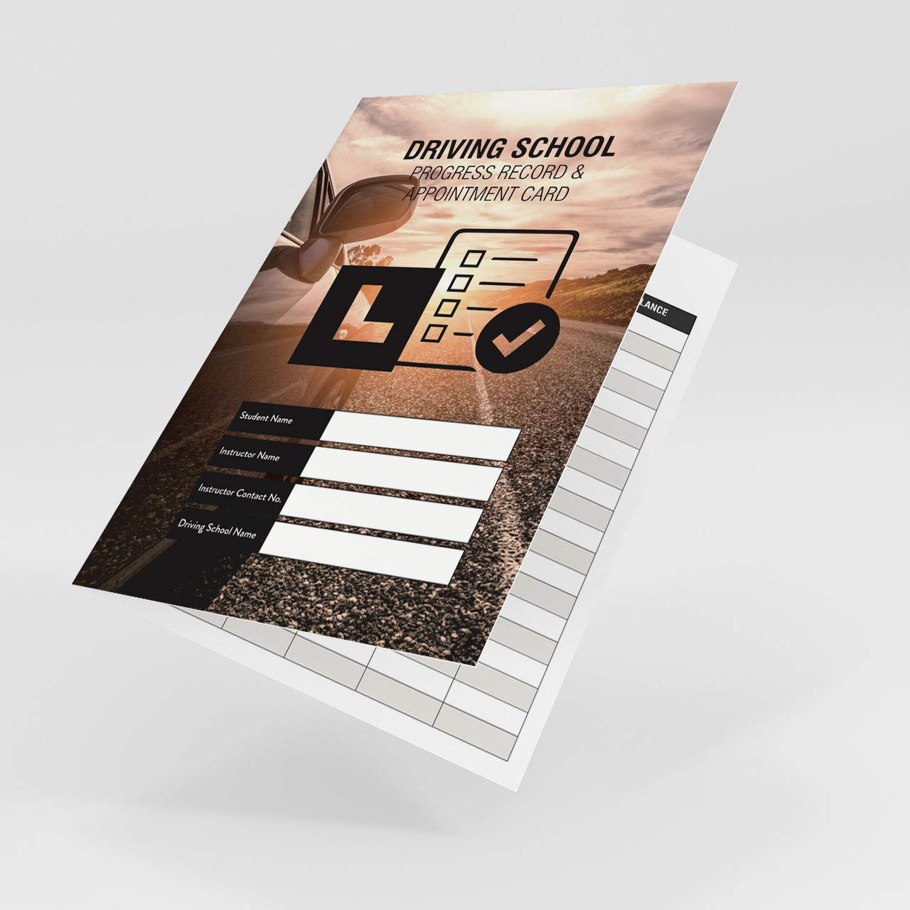 x25 Driving Lessons Progress Report Planner & Appointment Card for Driving Schools